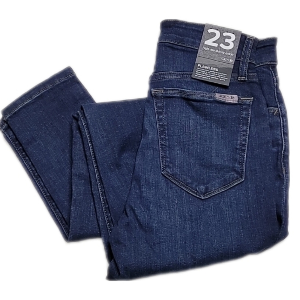 Joe's Jeans High Rise Skinny Ankle Dark Blue Wash Jeans in Christina 23